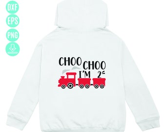 File di taglio SVG per il secondo compleanno di Boy Train: Choo Choo, ho 2 anni (download digitale)
