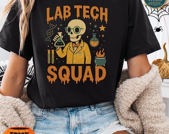 Lab Tech Halloween PNG: Skeleton Chemist, Funny Science Design (Digital Download)