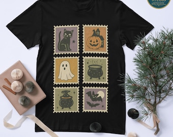 Clipart vintage di Halloween: francobolli spettrali, fantasma, zucca (download digitale PNG)