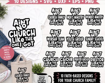 Ain't No Church Collection Bundle SVG, 10 Christian Church Shirt Designs, Faith Cricut Files, Church Ministry SVG Bundle
