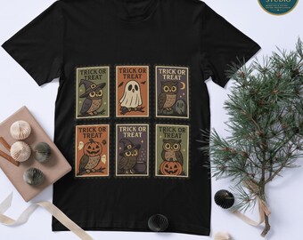 Timbro gufo di Halloween PNG – Simpatico gufo in costume da zucca, strega, fantasma, clipart "dolcetto o scherzetto" per adesivi, album, planner