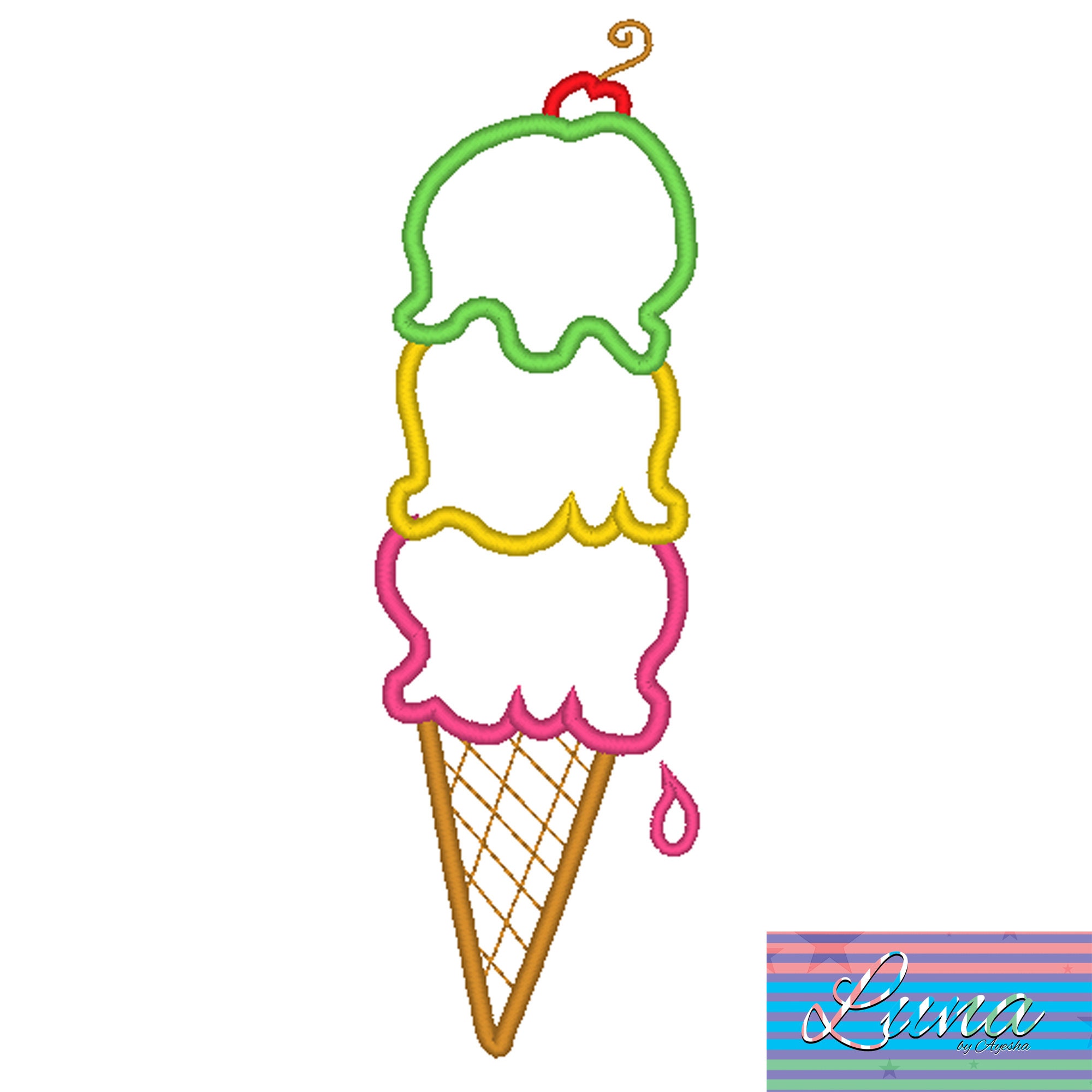 Ice Cream Applique, Embroidery Applique Designs, Machine Embroidery