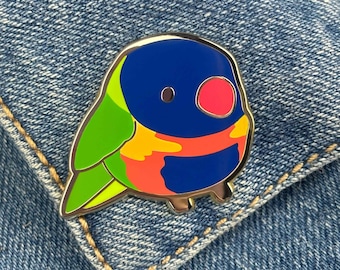 Rainbow Lorikeet Bird Enamel Pin, Lapel pin, Brooch, Gold Plated, Cute