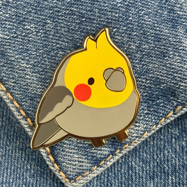 Cockatiel Bird Enamel Pin, Lapel pin, Brooch, Gold Plated, Cute