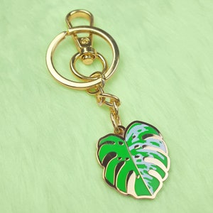 Monstera Enamel Keychain