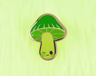 Parrot Waxcap Mushroom. Hard Enamel Pin. Cute Enamel Pin. Mushroom Enamel Pin. Brooch. Lapel Pin