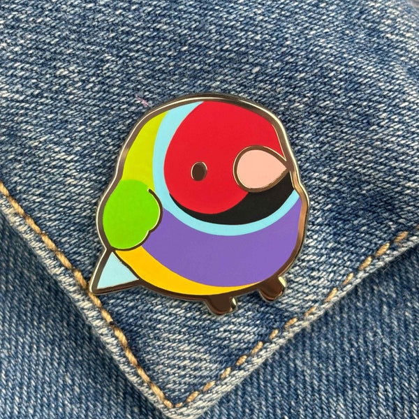 Gouldian Finch Enamel Pin, Lapel pin, Brooch, Gold Plated, Cute, Bird