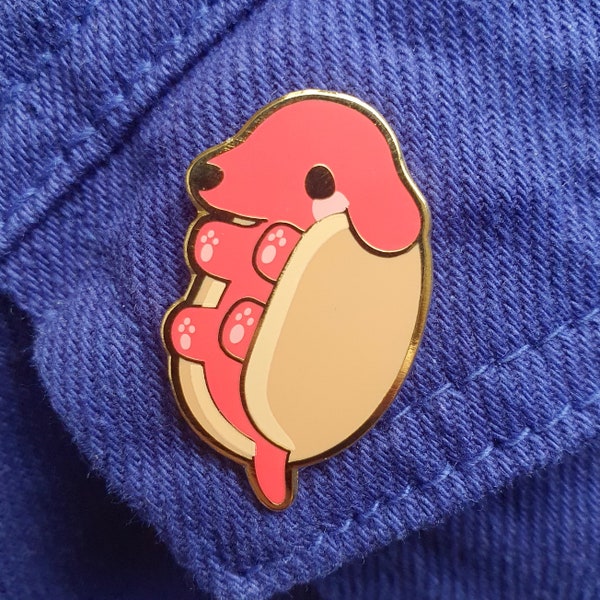 Sausage Dog Enamel Pin | Hard Enamel Weenie Dog Pin | Cute Dachshund Lapel Pin