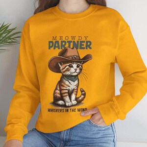 Funny Meowdy Partner Cat Cowboy Sweatshirt, Cat lover gift, Cat mom gift, Animal lover gift, Funny cat shirt, Meowdy cat shirt