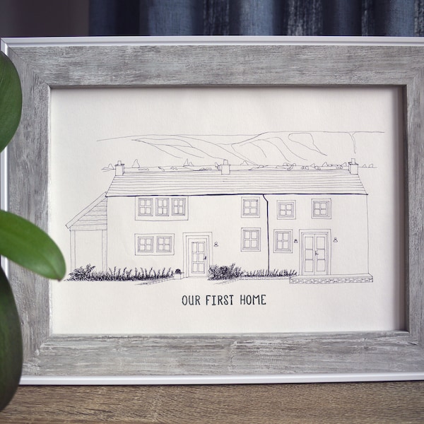 Personalised Hand Drawn Home Illustration - Custom House Portrait / Wedding Gift / New Home Gift / Mother's Day Gift / Anniversary Gift