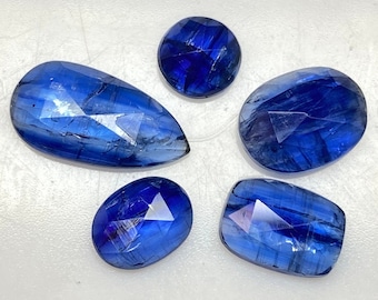 Kyanite Gemstone, Natural Kyanite Rose Cut Gemstone, AAA+ Quality Blue Kyanite Rose Cut For Jewelry Making Loose Stone, 5 Pcs Lot.