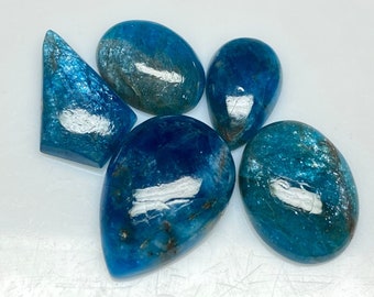 Apatite Gemstone, Natural Apatite Cabochon Gemstone, Top Quality Apatite Cabochon For Jewelry Making Loose Gemstone 5 Pcs Lot.