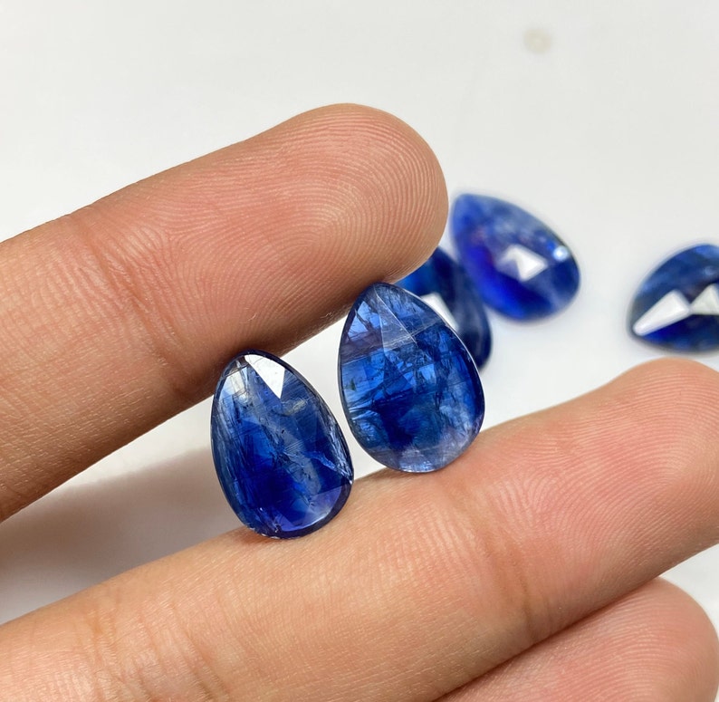 Kyanite Gemstone, Natural Kyanite Rose Cut Gemstone, AAA Quality Blue Kyanite Rose Cut For Jewelry Making Loose Stone, 5 Pcs Lot. image 3