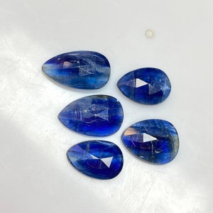 Kyanite Gemstone, Natural Kyanite Rose Cut Gemstone, AAA Quality Blue Kyanite Rose Cut For Jewelry Making Loose Stone, 5 Pcs Lot. image 2