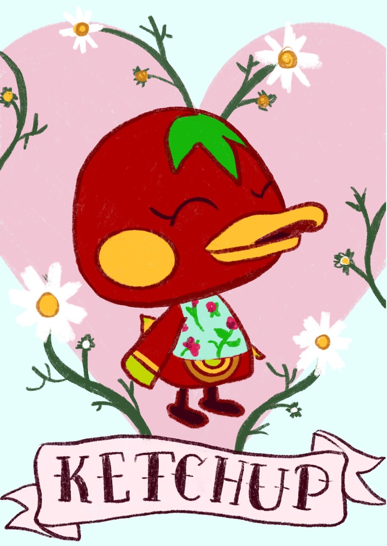 Animal Crossing New Horizons Ketchup Villager Traditional Tattoo Style