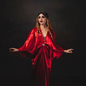 Satin Art Nouveau Hollywood style Gown Great Gatsby Burlesque flapper Cocoon coat