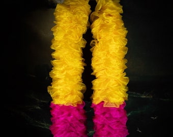 Giant Pink & Yellow Boa Fairy Tale long vegan burlesque cabaret showgirl organsa costume
