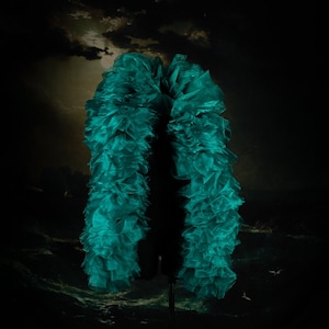 Sea color Boa vegan burlesque circus cabaret showgirl organsa coppery costume