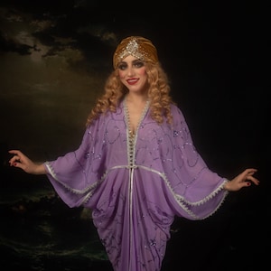 Violet Dreams Oriental 1920s Art Deco Gown Hollywood Pink Dress style Great Gatsby Burlesque flapper Cocoon coat S/M