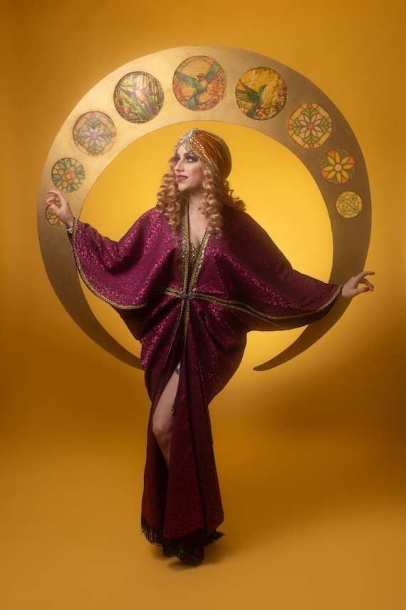 Art Nouveau jaren 20 paarse Art Deco oosterse jurk Hollywood-stijl