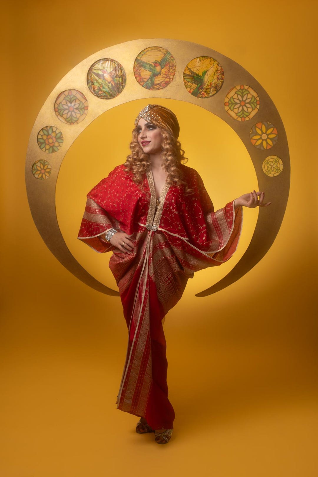 Art Deco Royal Motif Red Golden Colors 1920s Gown Hollywood Style Great ...