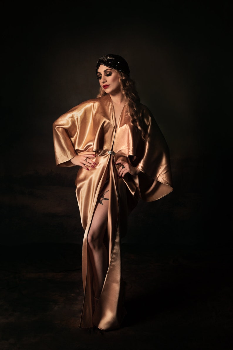 SALE Satin-Kleid im Jugendstil im Hollywood-Stil. Toller Gatsby-Burlesque-Flapper-Cocoon-Mantel Bild 3