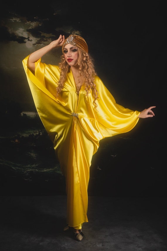 Robe Gatsby à plumes jaune