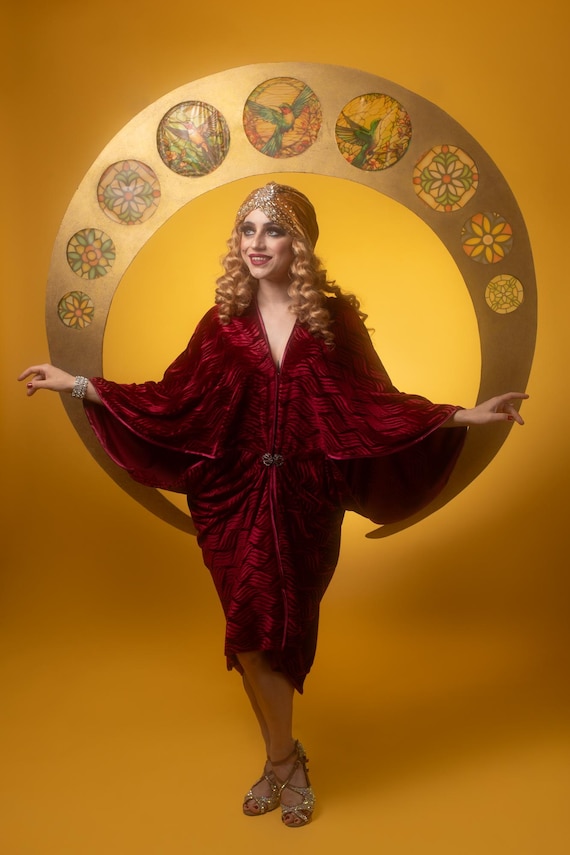 Abito bohémien in velluto anni '20 versione corta Stile