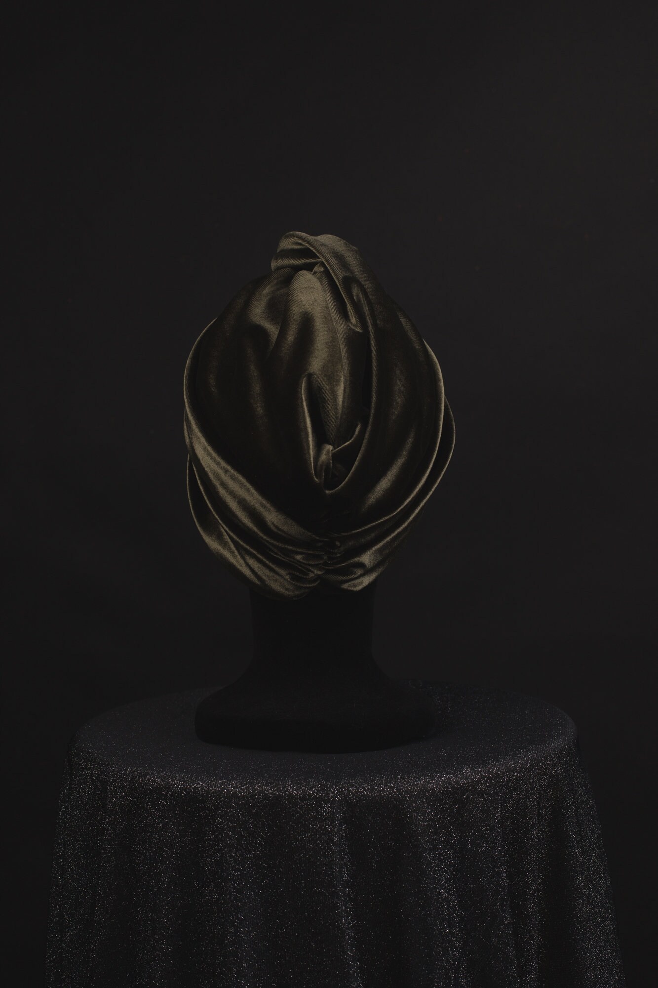 Bonnet original turban stretch velours vert émeraude épais pinup rétro glamour