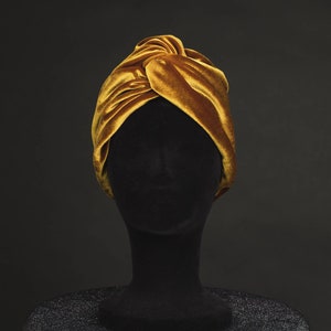 Golden Gold Velvet Turban Vinatege Retro Hair cap, Hollywod turban Art Déco