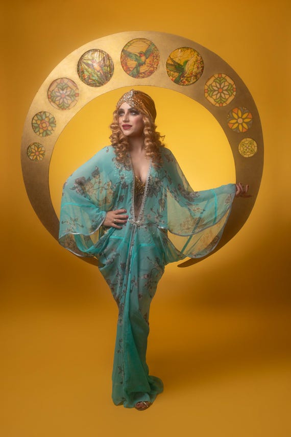 Burlesque Costume Tenue Burlesque Chic Silver Baby Blue S/M Art