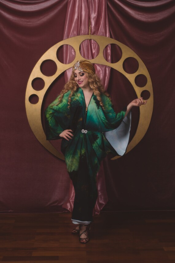Romantic Forest Jersey Art Nouveau Cocon Stars Art Color Gown Hollywood Style Great Gatsby Burlesque Flapper Dress - Etsy Romantic Forest Jersey Art Nouveau Cocon Stars Art Color Gown Hollywood Style Great Gatsby Burlesque Flapper Dress - Etsy
