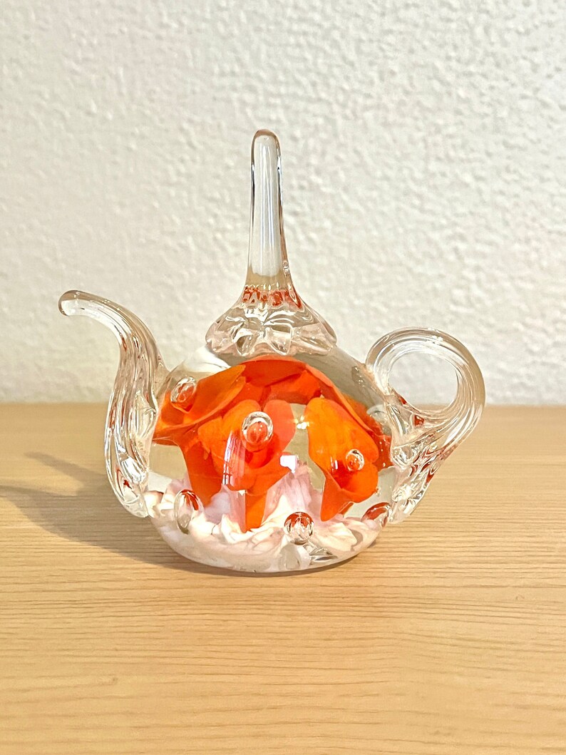 Vintage St. Clair Art Glass Teapot Paperweight Etsy