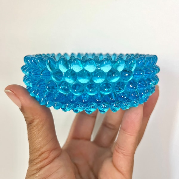 Vintage Pair of Turquoise Hobnail Salt Cellars / Salt Dish