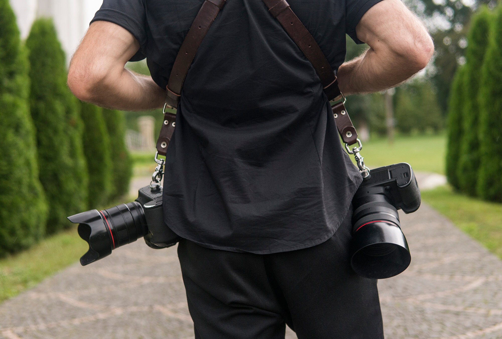 Dual camera harness is made of 100 genuine leather. Double Etsy