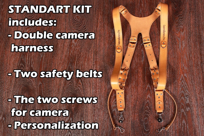 Custom double camera strap Wedding photographer personalized Dual camera harness is made of 100/% genuine leather Dual DSLR leather strap.