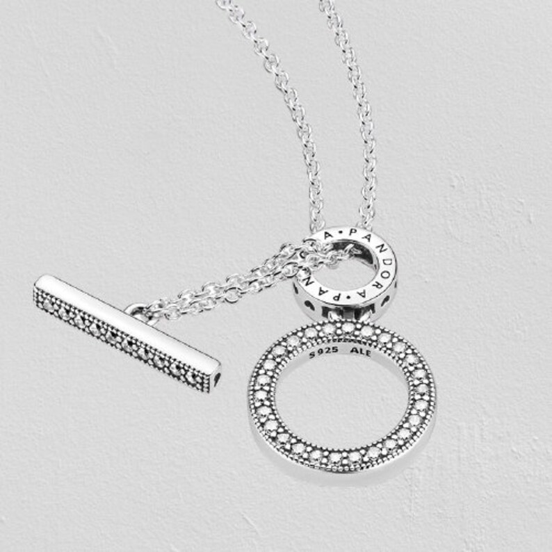 Double hoop t bar necklace pandora Clearance