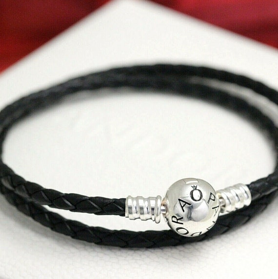 de Cuero Negro Fit Pandora Charm 925 Etsy España