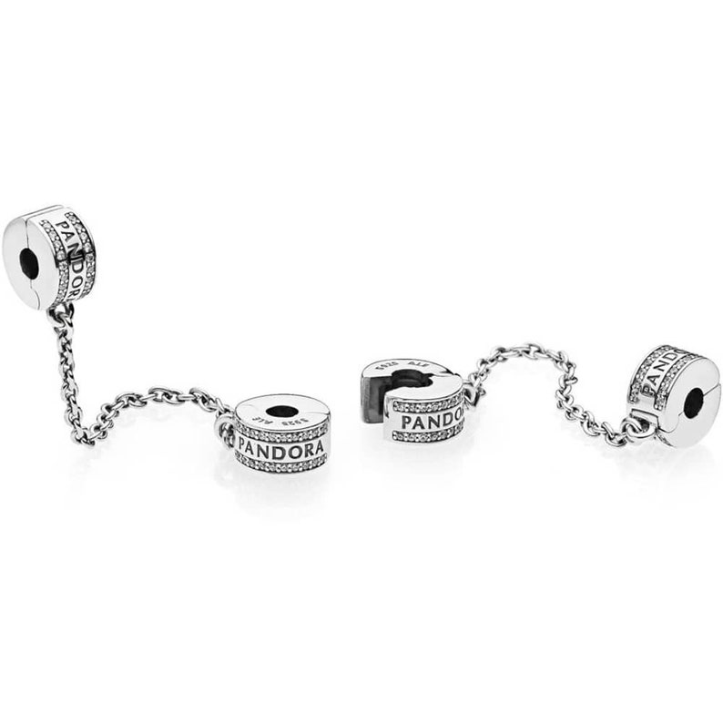 Pandora Logo Sparkling Saftey Chain Pandora Logo Safety Etsy
