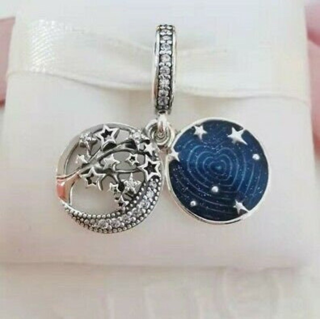 Pandora Charm2021 New Double Dangle Tree & Galaxy Moon Charm Etsy