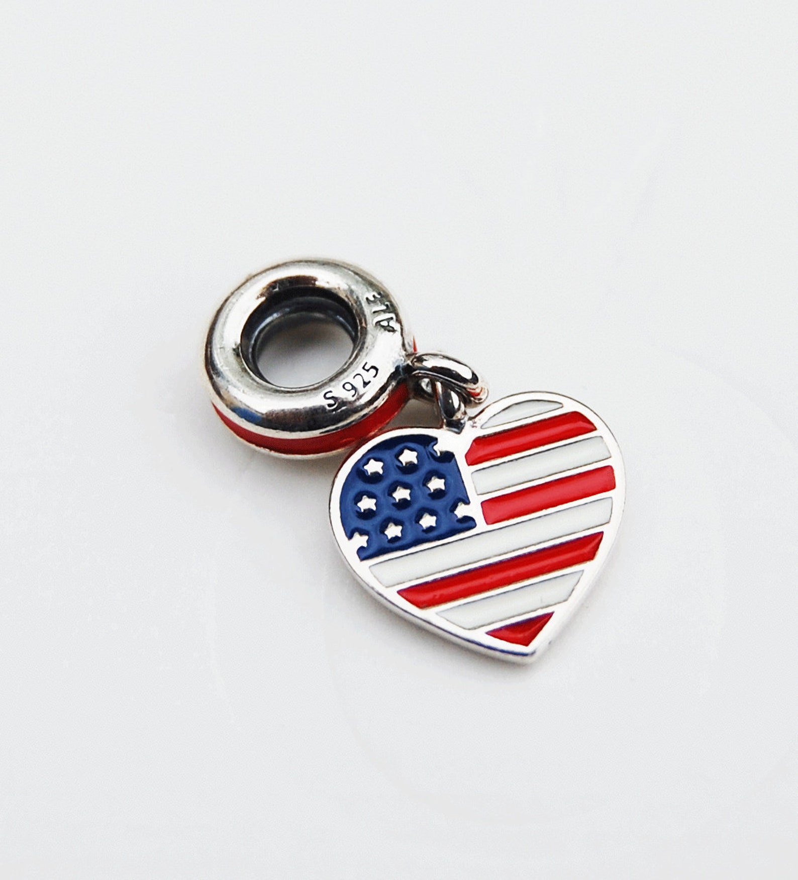 Genuine Pandora Charm Bead usa Heart Flag Etsy