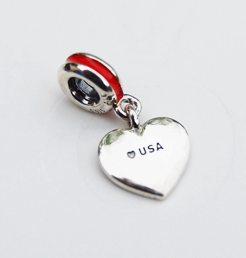 Genuine Pandora Charm Bead usa Heart Flag Etsy