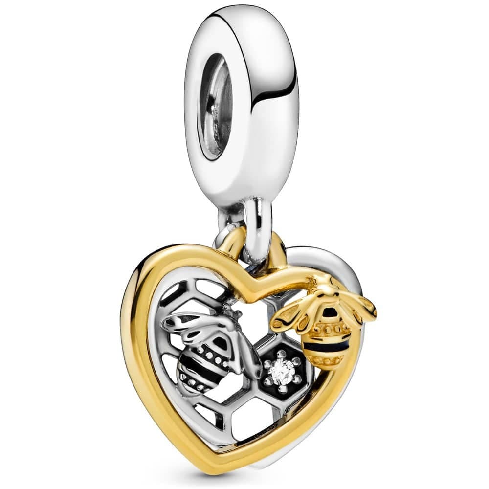 ON SALE 30/% OFF Pandora Fully Stamped Heart And Bee Dangle New Bracelet Charms S925 Sterling Silver