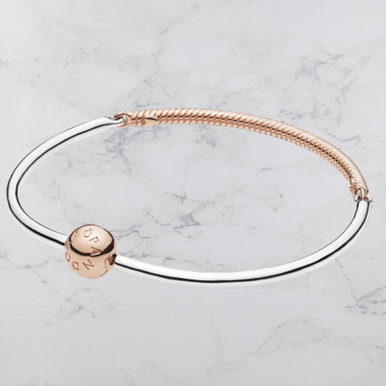 Pandora Bracelet Rose Gold Moments Bracelet Three Link Charm Etsy