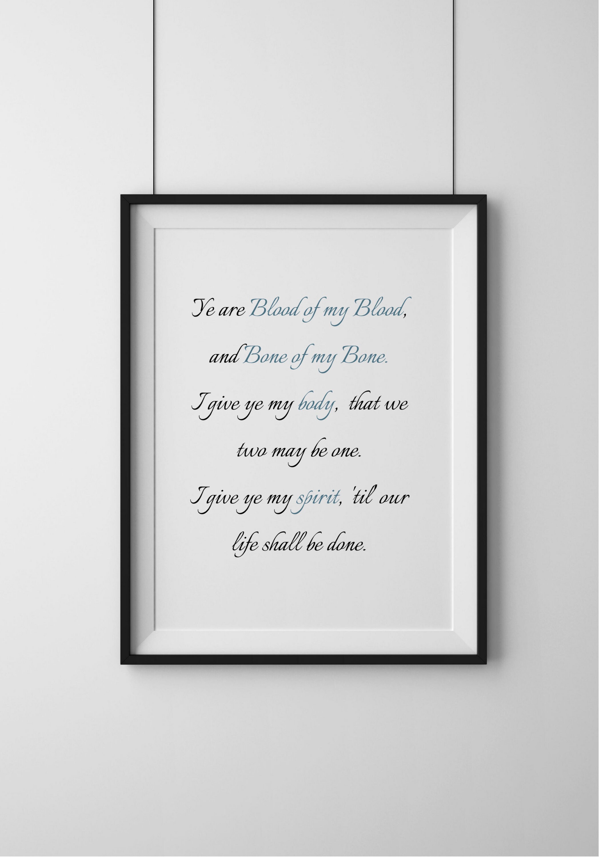Outlander Jamie and Claire Wedding Vow Print Unframed Gaelic Etsy