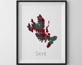 Clan tartan Scottish Isle of Skye print | Custom unframed wall art | Gift idea from Scotland