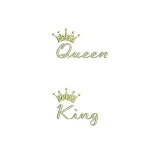 King And Queen Stickdatei Set / 2 separate Dateien / Instant Digital File Download