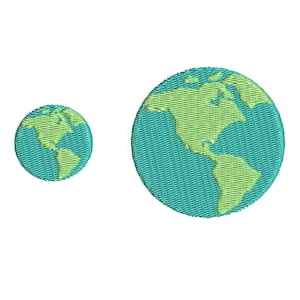 Earth World Globe 2 Sizes Bundle Machine Embroidery Design / Instant Digital File Download