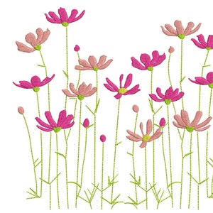 Cosmos Flowers 4 sizes Machine Embroidery Digitized Design File / Instant Digital File download / Wildflowers Machine Embroidery