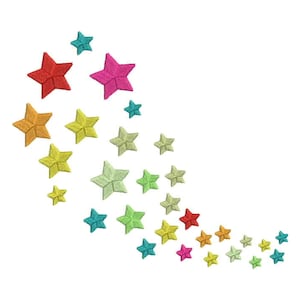 Stars 8 Color Machine Embroidery Digitized Design / Instant Digital File download